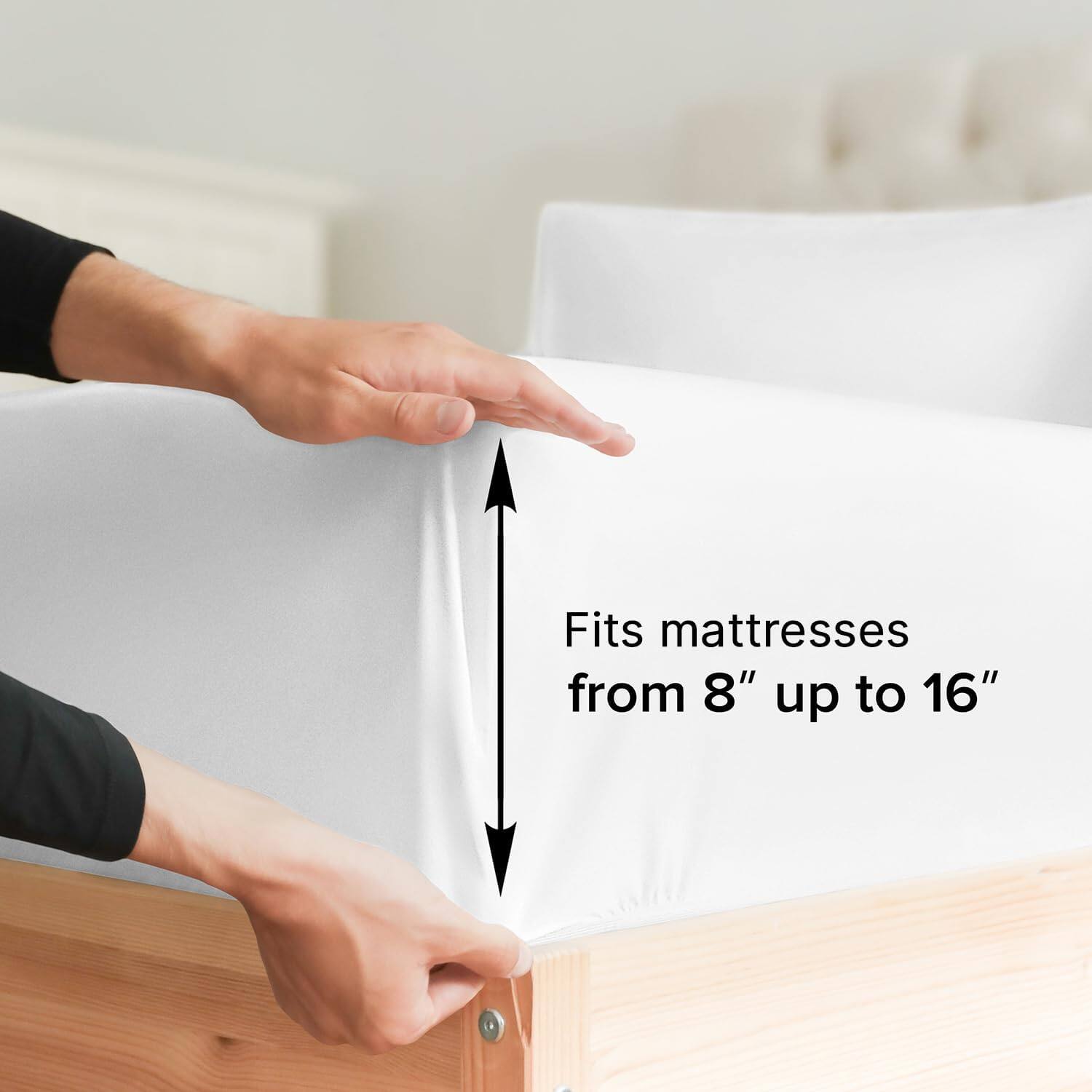 Fits mattresses from 8" up to 16"