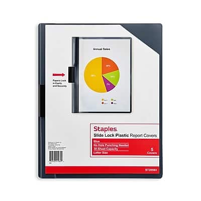 Staples - Slide Locking Report Cover, Letter Size, 5/Pack - Blue price history on PriceWatchPro
