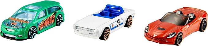 Back. Mattel - Hot Wheels 3-Car Pack Die-Cast Vehicles.