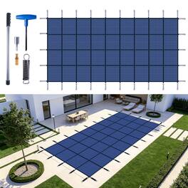 Ropilly - 20x40 inground pool safety cover, rectangular winter pool cover, Blue