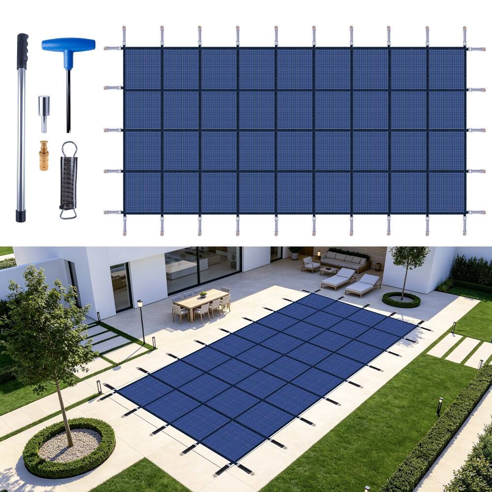 Front. Ropilly - Ropilly 20x40 inground pool safety cover, rectangular winter pool cover, Blue.