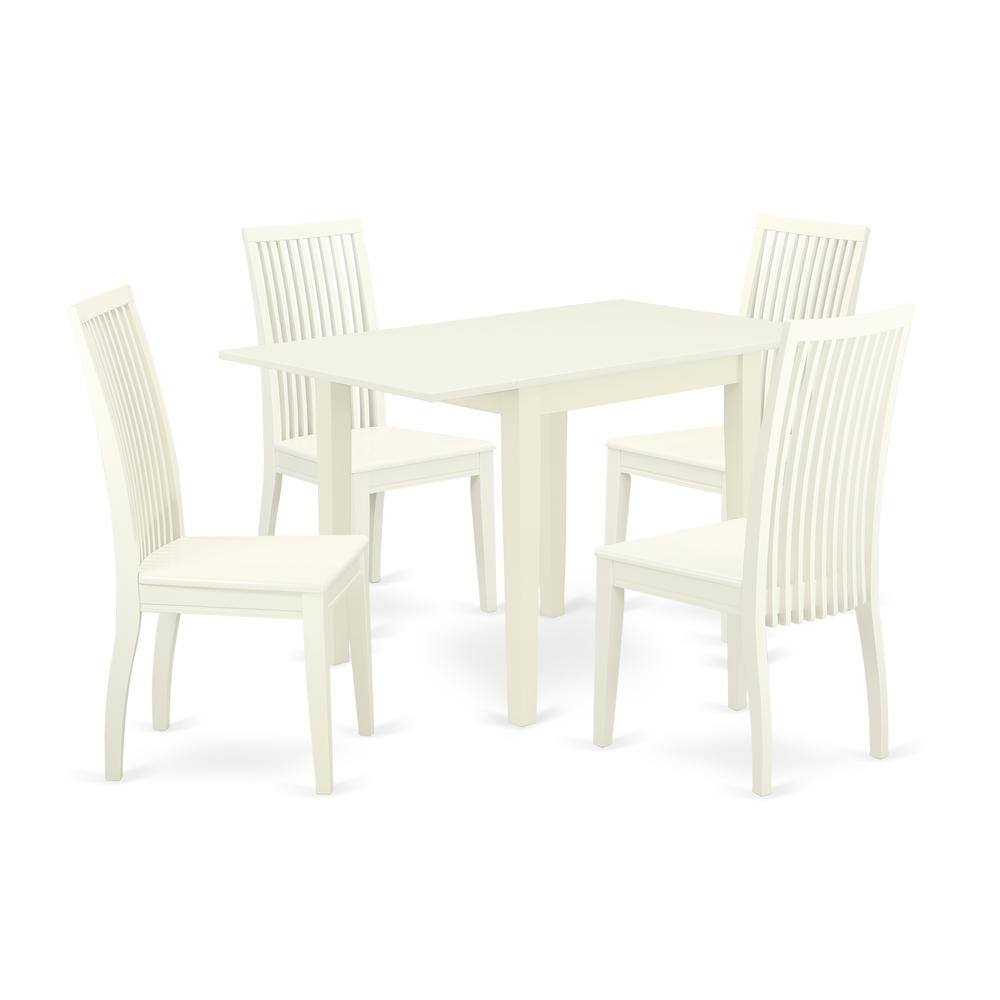 Left. East West Furniture - Dining Room Set Linen White - Brown.
