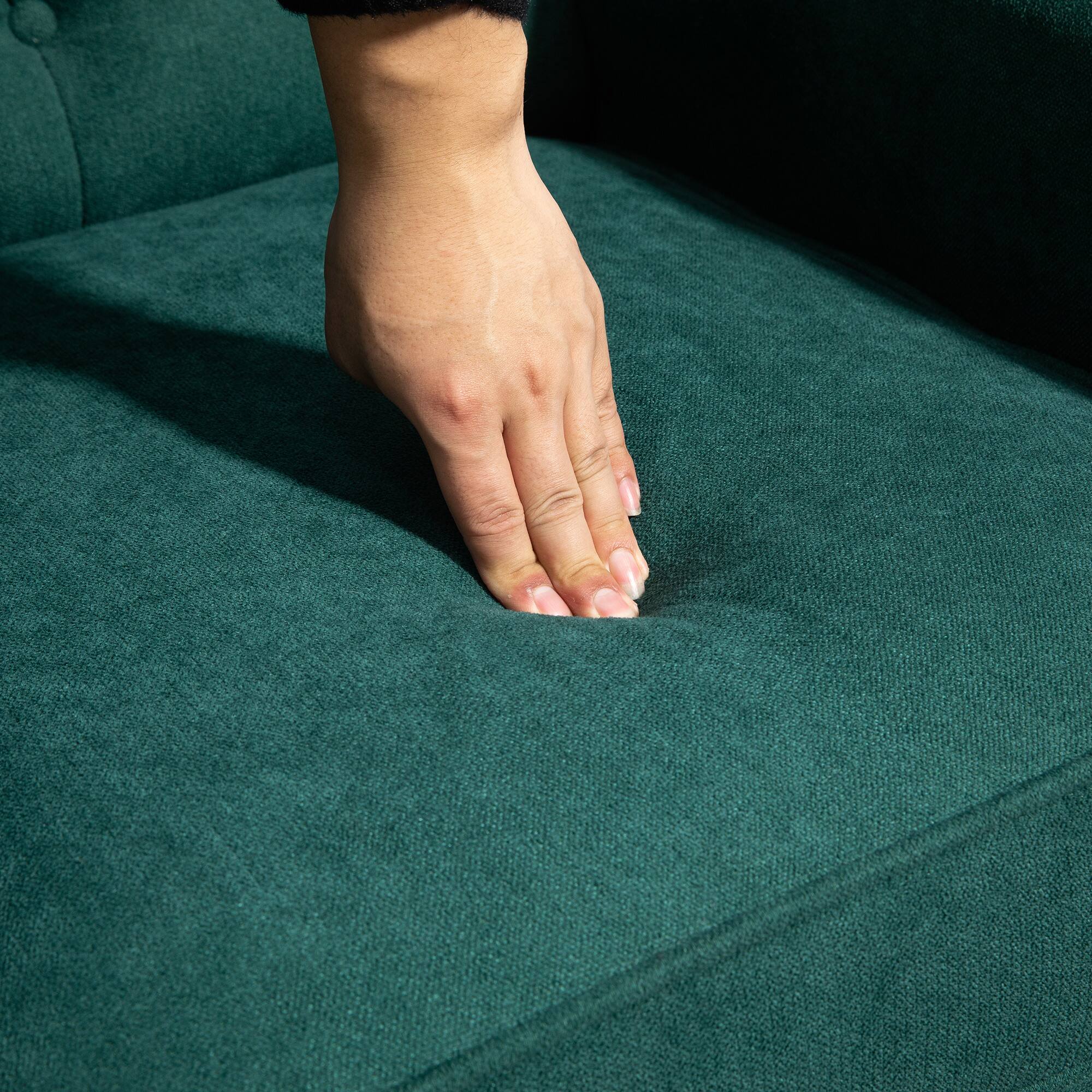 Alt View 7. Homcom - Mid-Century Modern Accent Chair, High Wingback Chair, Button-Tufted Upholstered Fabric Armchair - Dark Green.