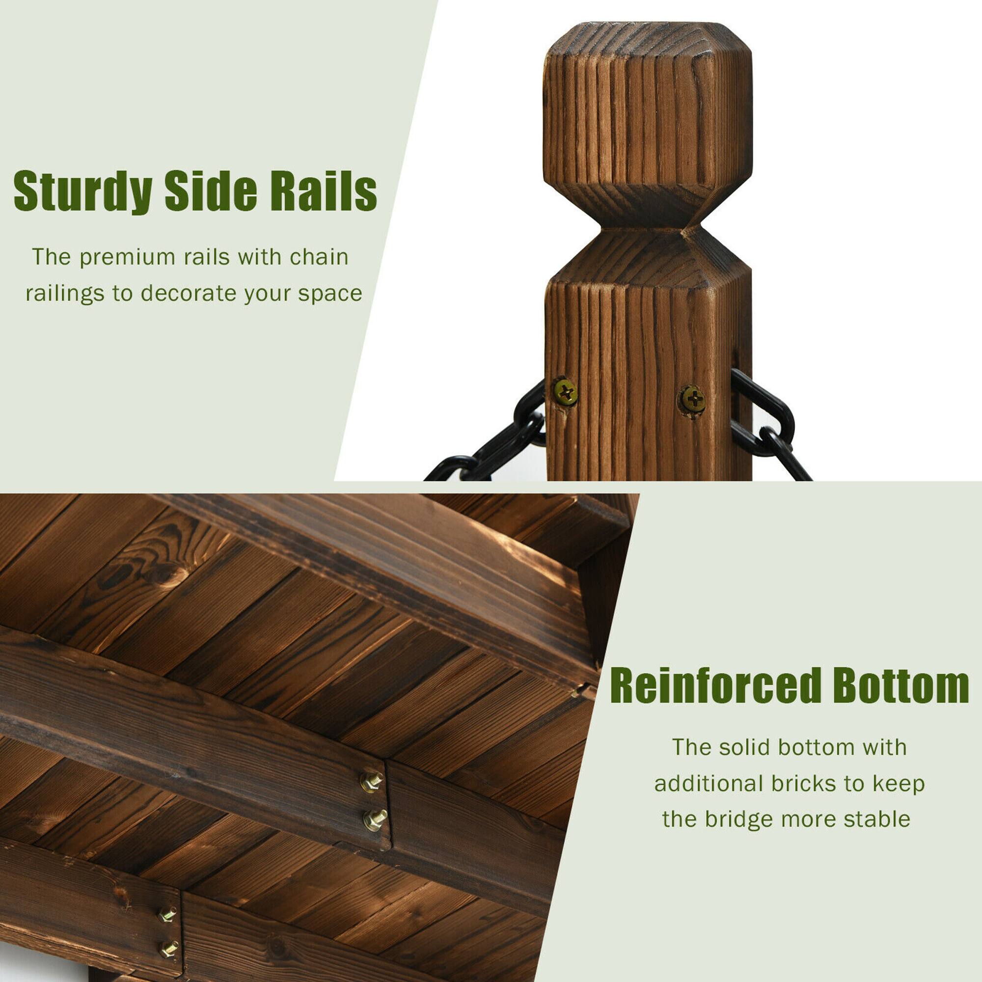 Sturdy Side Rails  
The premium rails with chain railings to decorate your space  

Reinforced Bottom  
The solid bottom with additional bricks to keep the bridge more stable