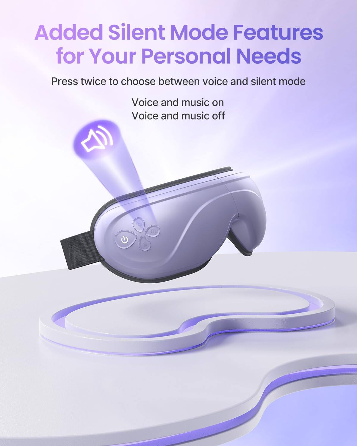 Added Silent Mode Features for Your Personal Needs

Press twice to choose between voice and silent mode

Voice and music on  
Voice and music off