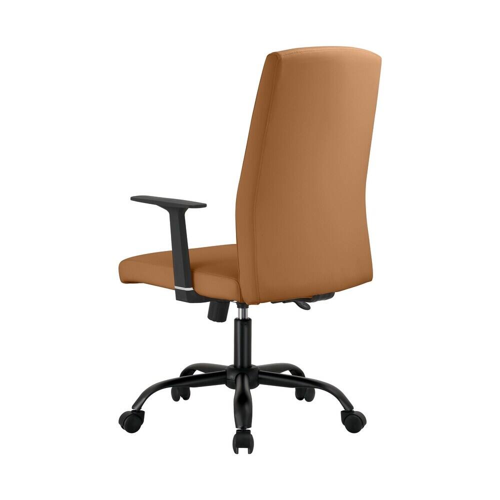 Alt View 2. LeisureMod - Evander Leather Office Chair Aluminum Frame with Adjustable Height, Swivel, Ergonomic Desk Chair - Acorn Brown.