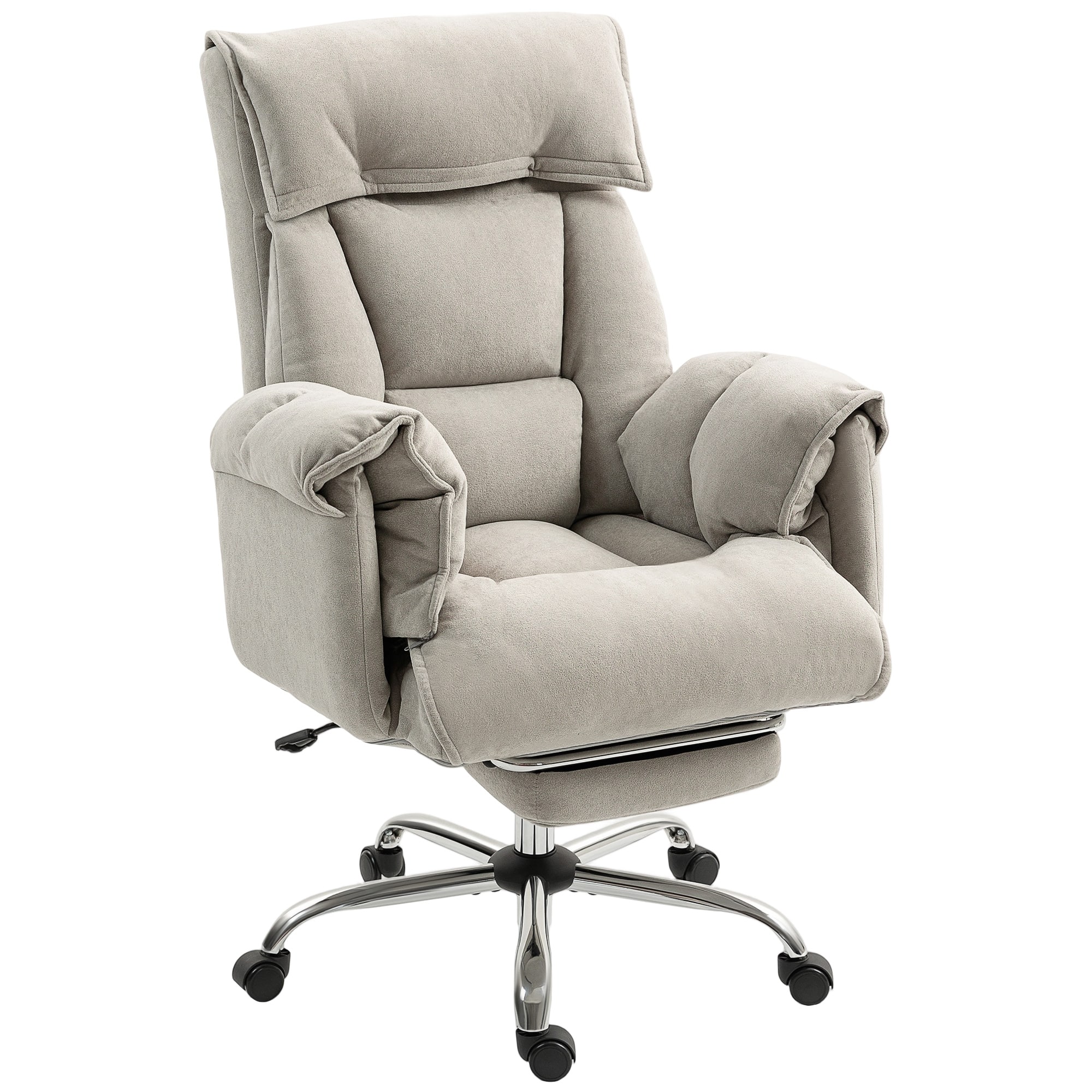 HOM - HOMCOM Executive Office Chair with Footrest, Reclining Swivel Computer Desk Chair with High Back, Thick Cushion - Light Gray