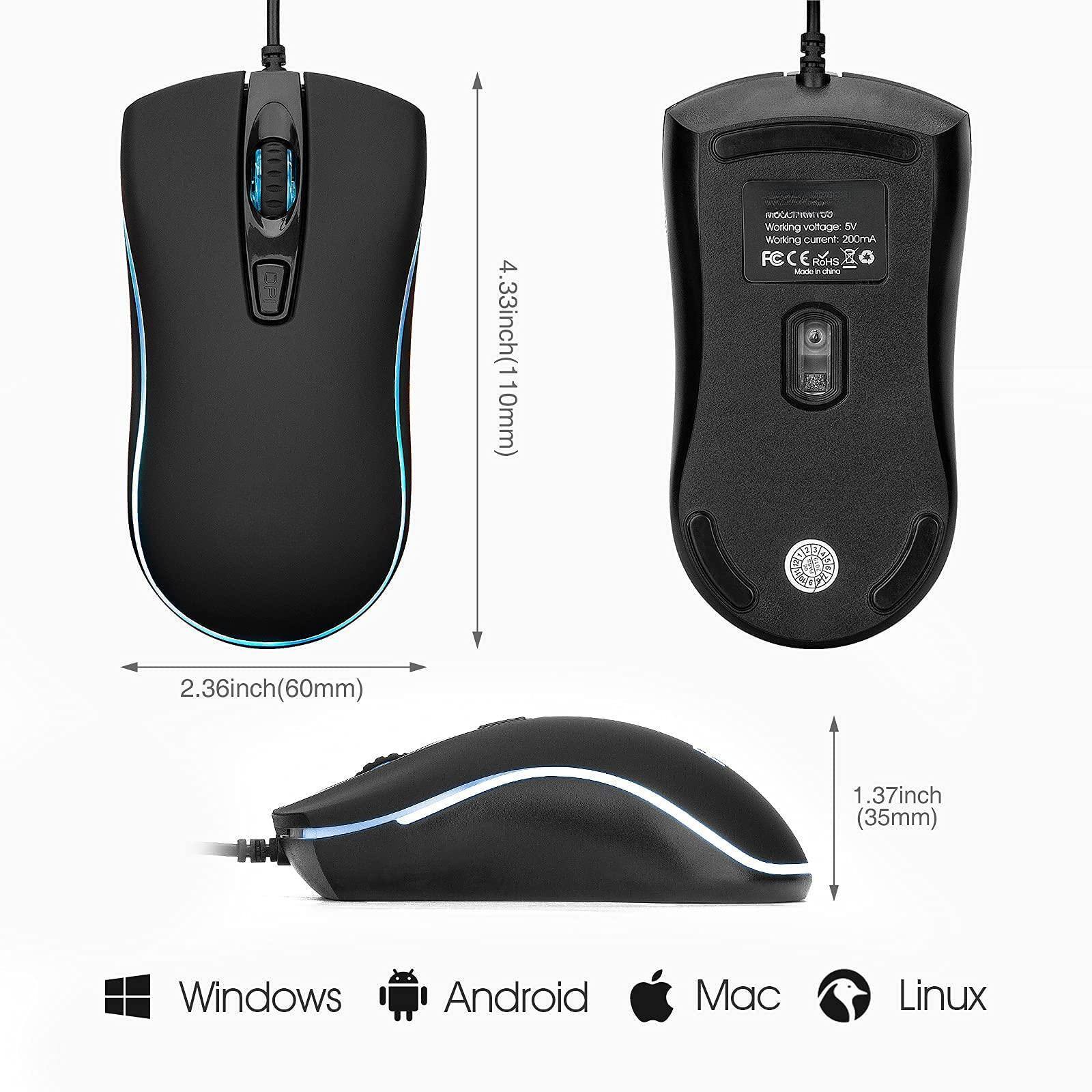 4.33 inch (110mm)  
2.36 inch (60mm)  
1.37 inch (35mm)  

Working voltage: 5V  
Working current: 200mA  
RoHS  

Windows  
Android  
Mac  
Linux