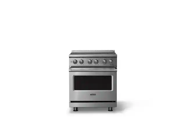 Front. Viking - 30"W. 4.7 Cu.Ft. Pro5S 4 Element Freestanding Electric Induction Convection Range - Stainless Steel - Stainless Steel.
