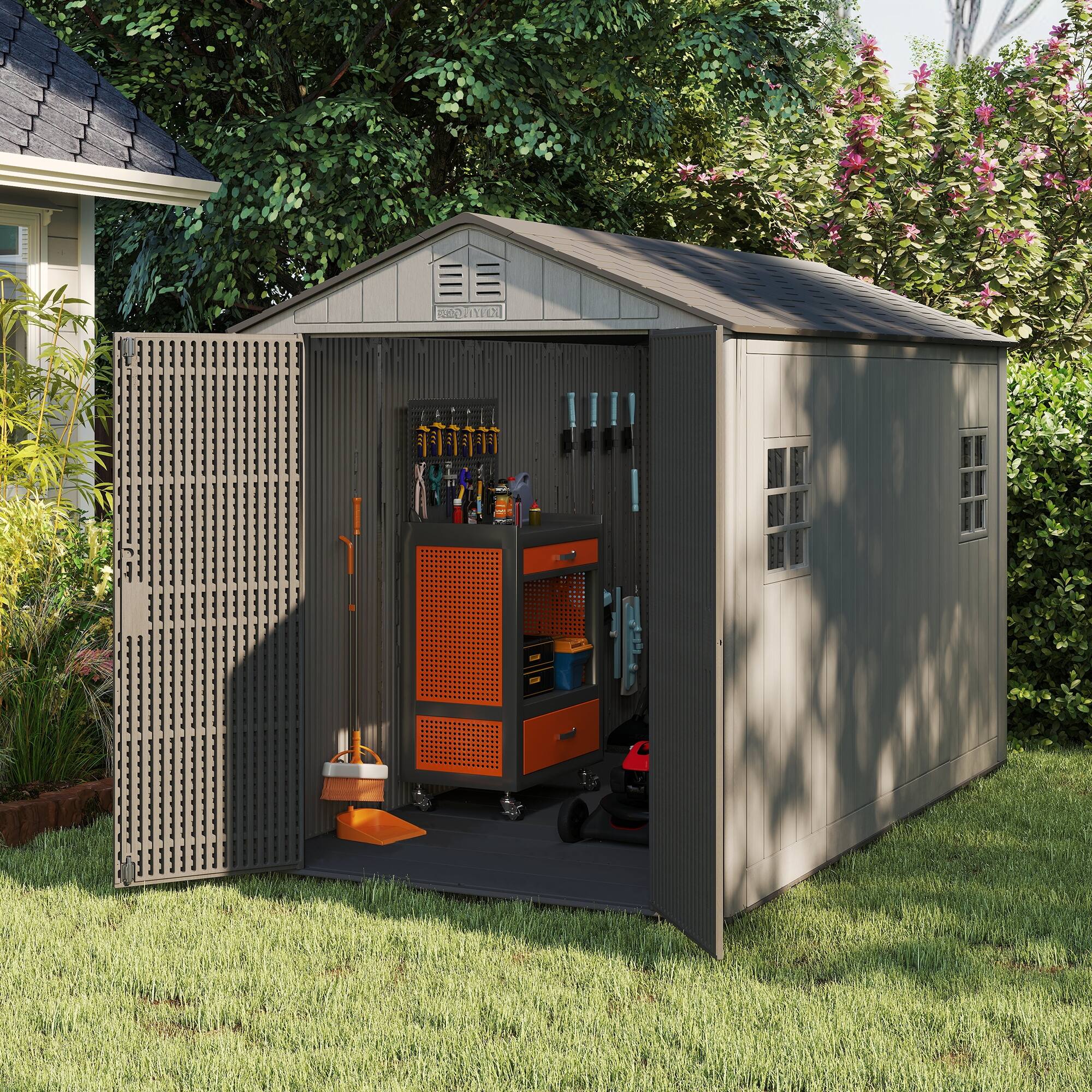 Alt View 1. Yardgrace - 50 sq 6x9 ft. Outdoor Resin Storage Shed, Weatherproof Durable Tool Shed, Lockable with Floor and Window - Grey.