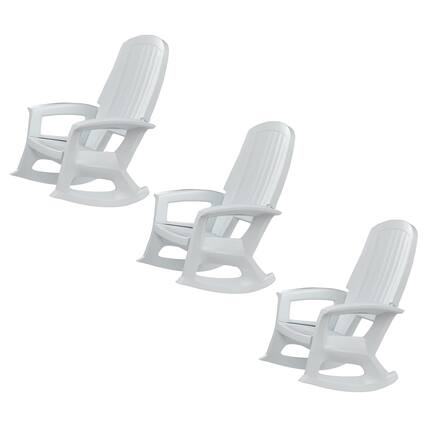 Front. Semco - Semco Rockaway Heavy Duty All Weather Outdoor Rocking Chair, White (3 Pack) - White.