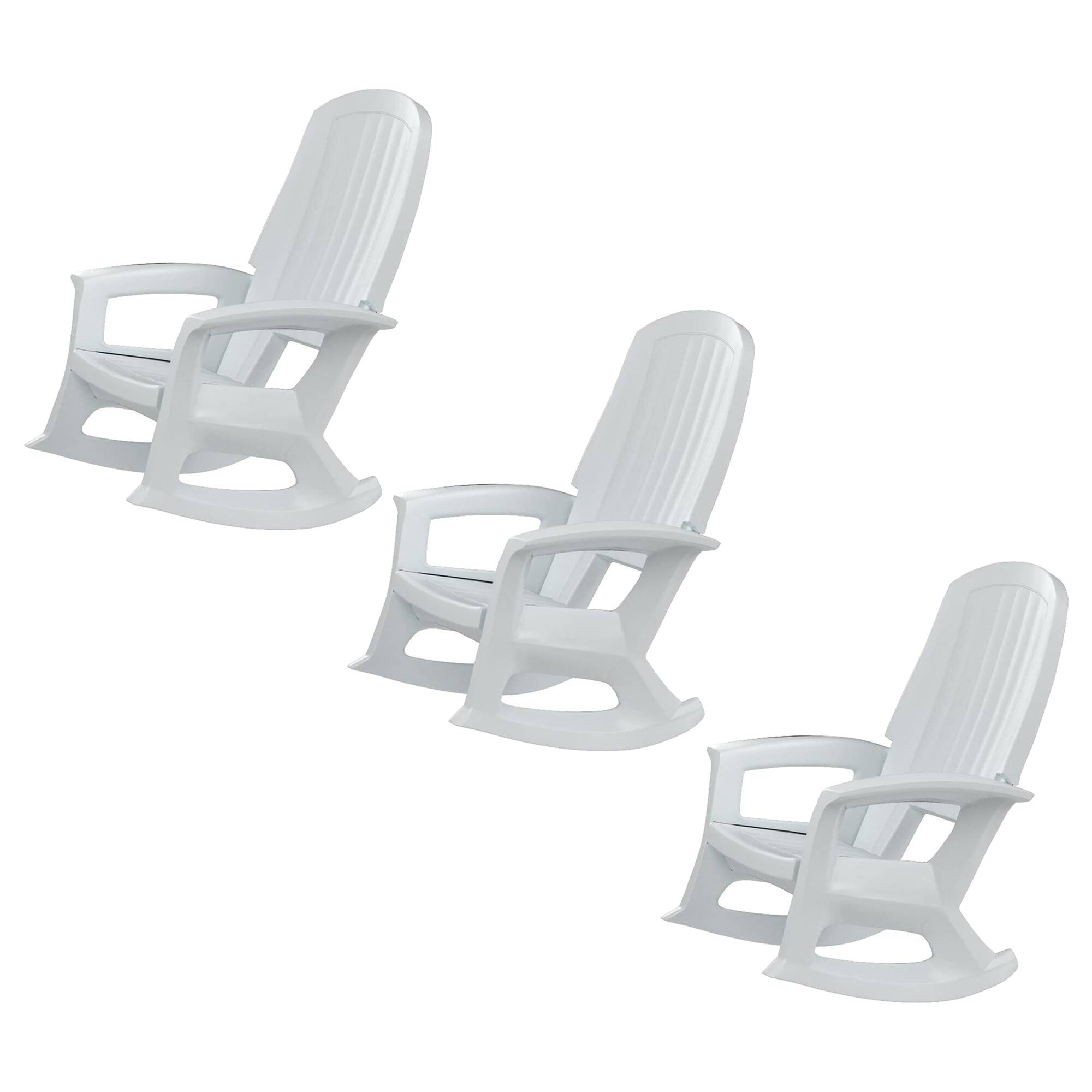 Front. Semco - Semco Rockaway Heavy Duty All Weather Outdoor Rocking Chair, White (3 Pack) - White.