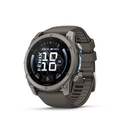 Garmin - fēnix 9 AMOLED GPS Smartwatch 51mm Fiber-reinforced polymer - Pebble Gray Silicone Band - (2026)