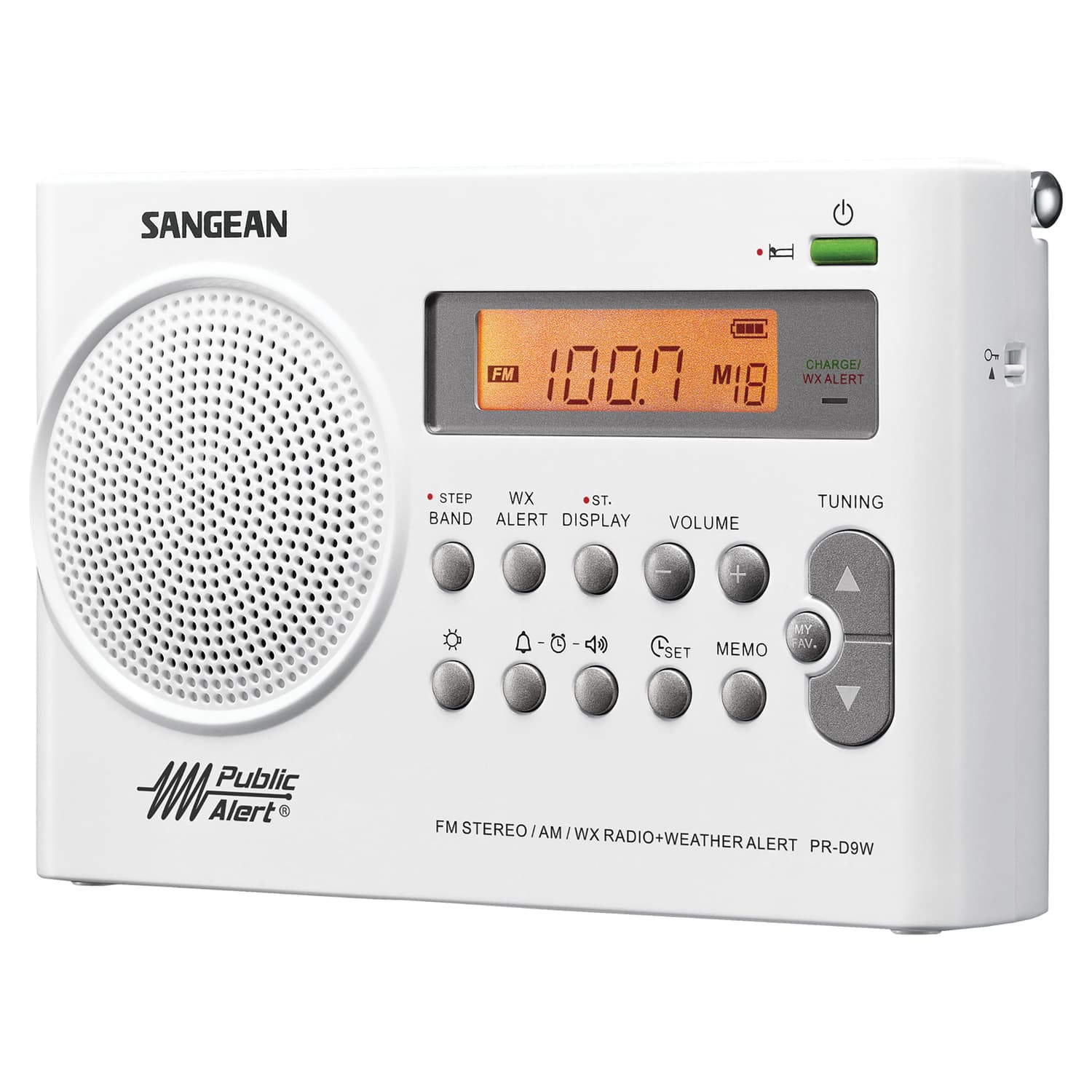 Sangean - AM/FM/NOAA Weather Alert Rechargeable Radio - White