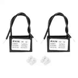 Unique Bargains - 2pcs 1uF CBB61 Capacitor, AC 450V 2-Wire for Ceiling Fan, Motor Generator, Blower, Exhaust Fan - Black