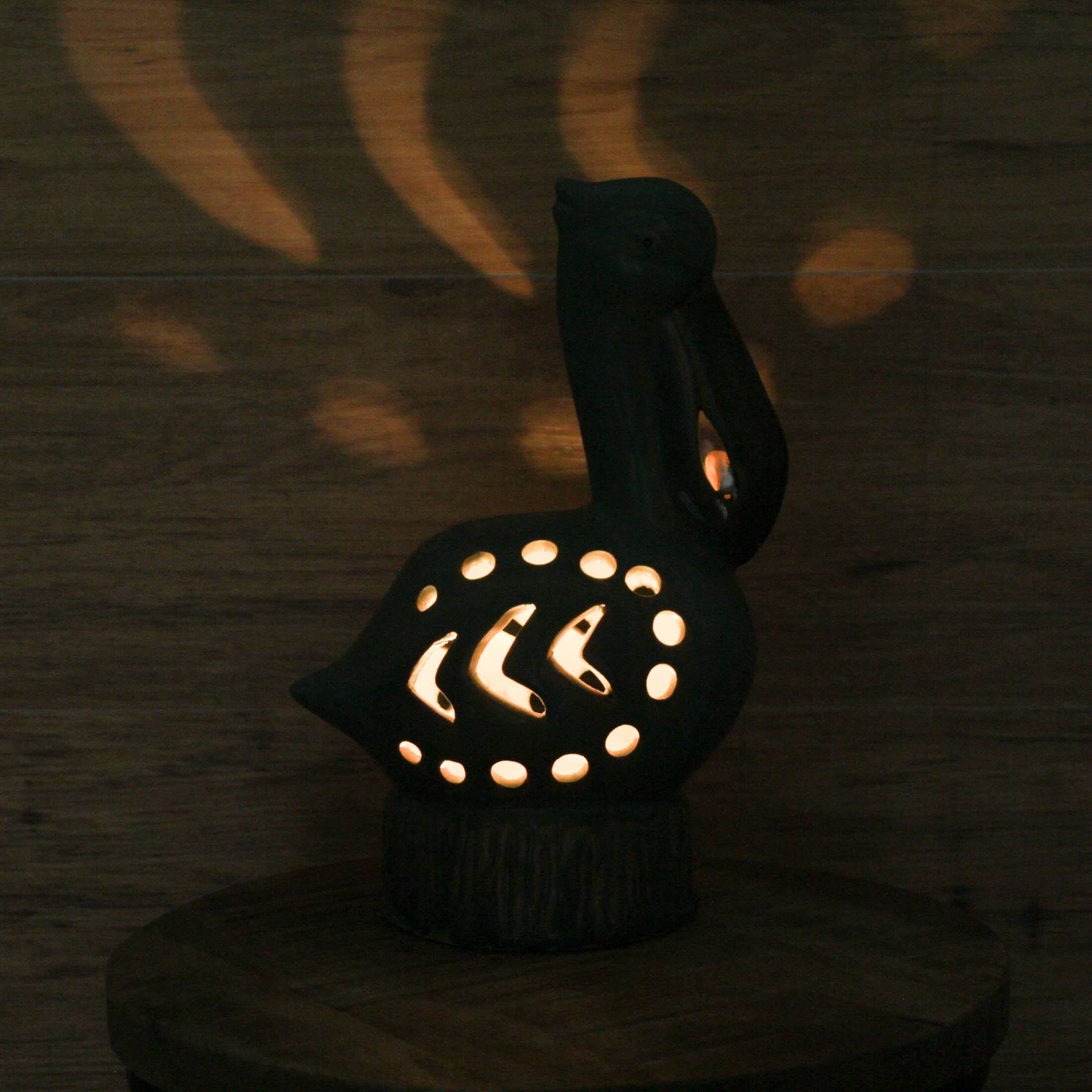 Alt View 4. Mayrich Company - Charming Porcelain Pelican Light with ON/OFF Switch – Whimsical Coastal Décor for Nightstand, Living Room, or Office - Teal.