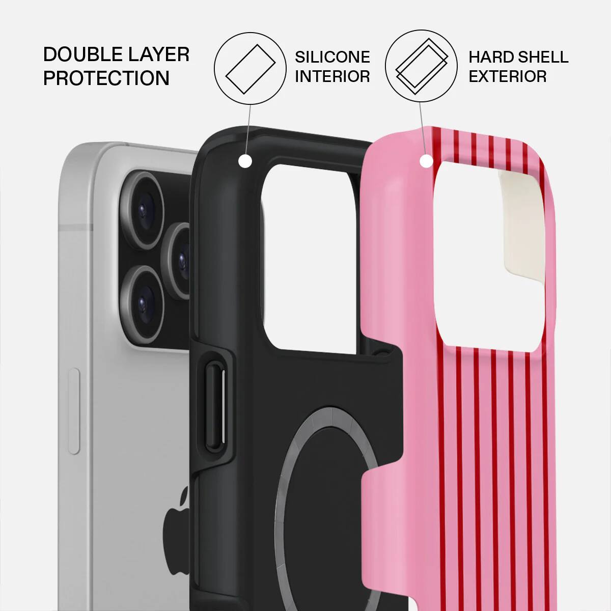 DOUBLE LAYER PROTECTION  
SILICONE INTERIOR  
HARD SHELL EXTERIOR