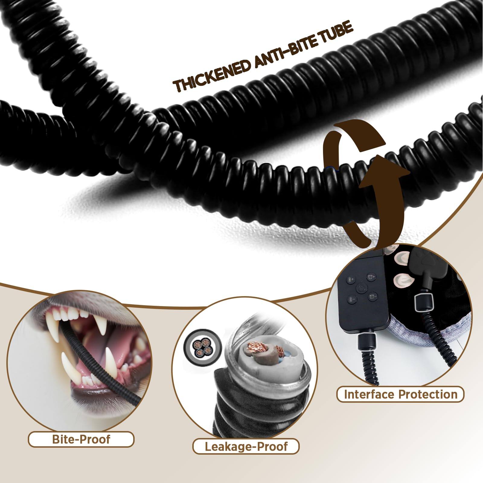 - THICKENED ANTI-BITE TUBE
- Bite-Proof
- Leakage-Proof
- Interface Protection