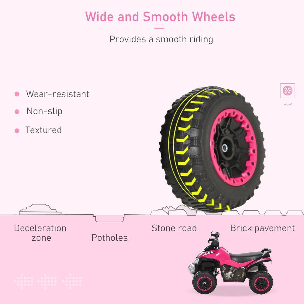 Wide and Smooth Wheels  
Provides a smooth riding

- Wear-resistant
- Non-slip
- Textured

Deceleration zone  
Potholes  
Stone road  
Brick pavement