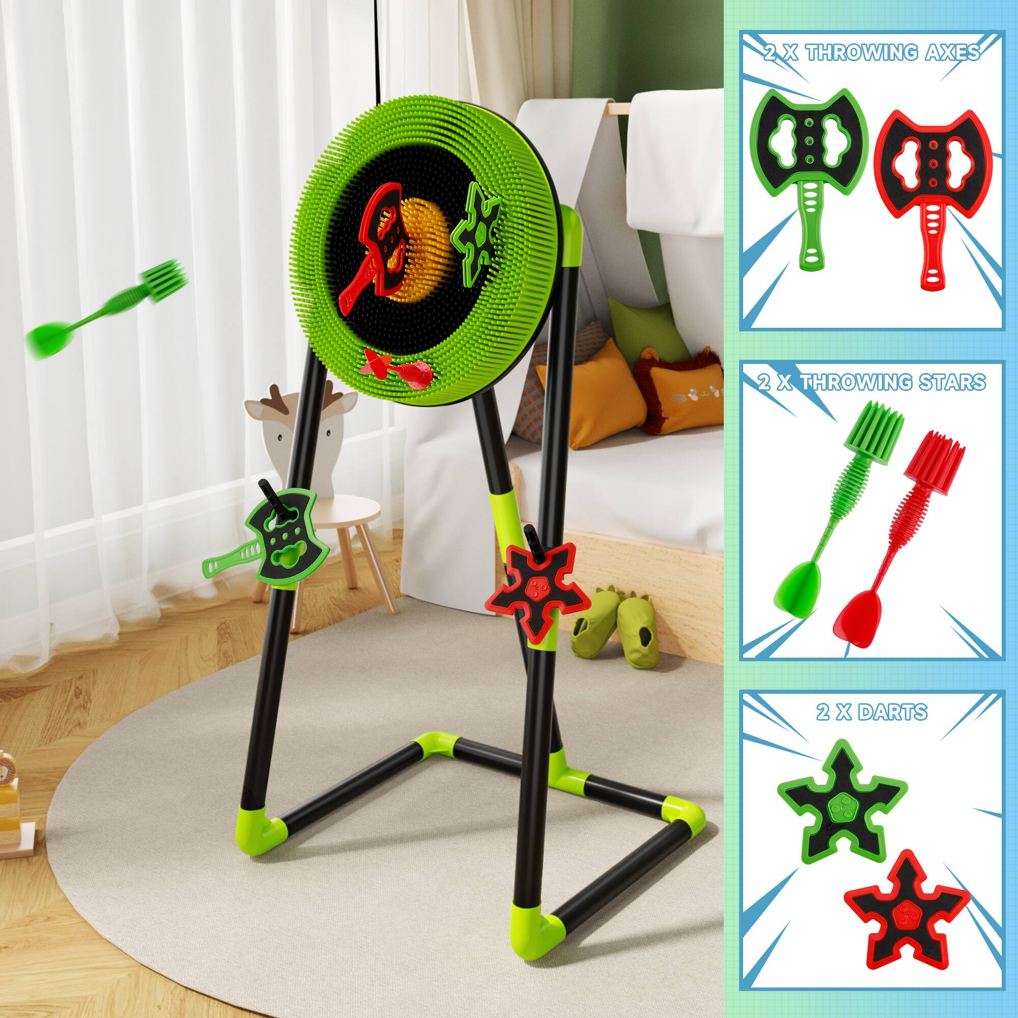 2 x Throwing Axes  
2 x Throwing Stars  
2 x Darts