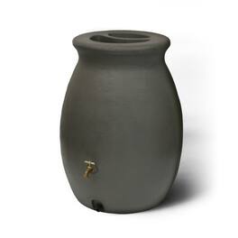 Algreen Products - Algreen Castilla 50 Gallon Plastic Rain Water Collection Barrel, Brownstone - Black