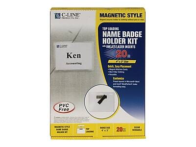 C-line - ID Badge Holders/Cards, 20/Box - Clear with White Inserts
