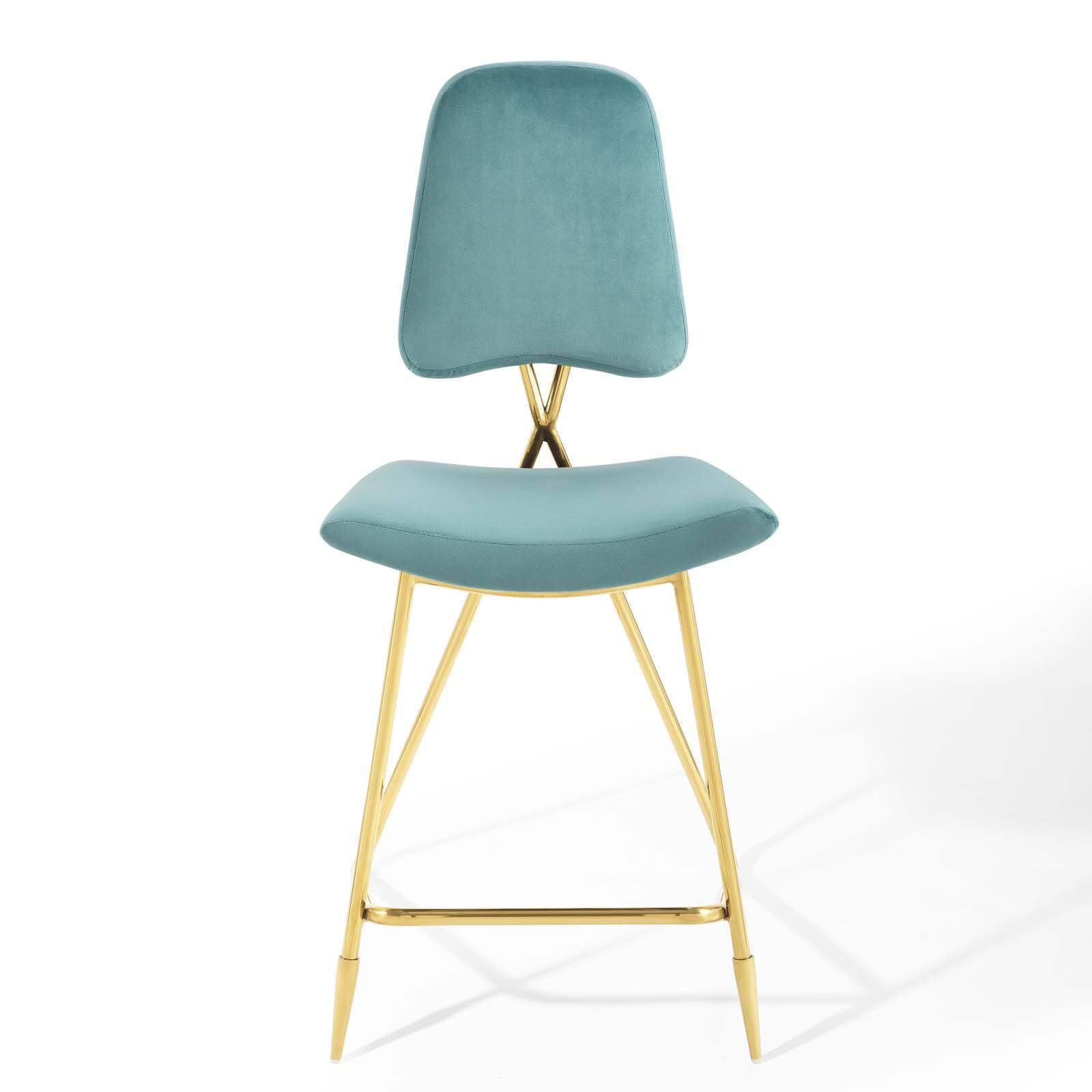 Alt View 4. Modway - Ponder Performance Velvet Counter Stool by Modway - Sea Blue.