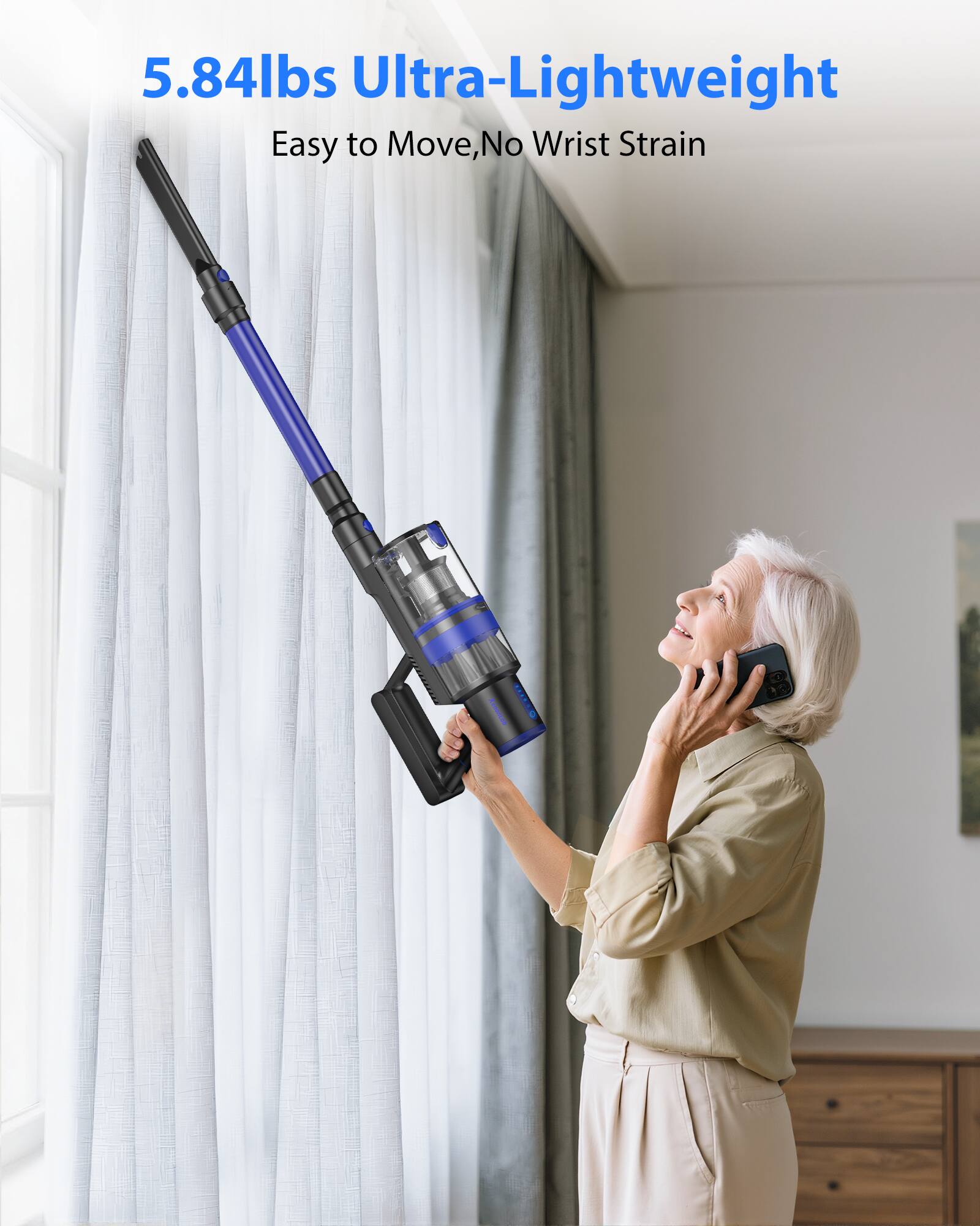 5.84lbs Ultra-Lightweight  
Easy to Move, No Wrist Strain