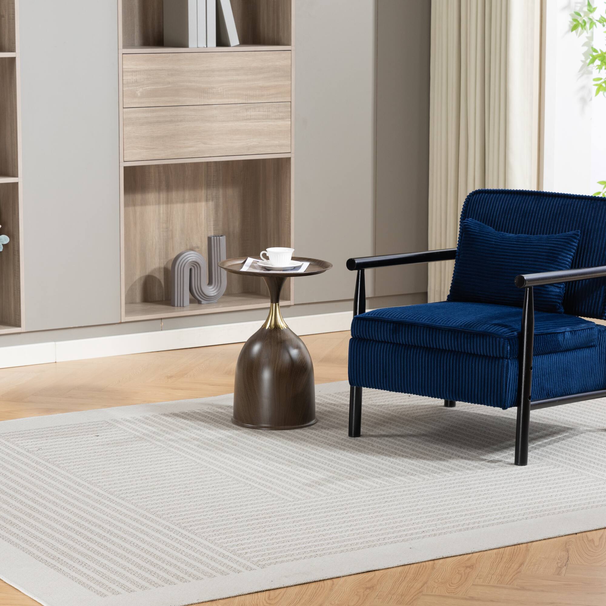 Alt View 7. GOODSILO - Modern Upholstered Accent Armchair with Hidden Storage and Waist Support Cushion for Living Room Bedroom - Antique Blue.