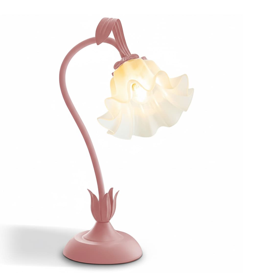 Front. FINEAK - Flower Table Lamp - 3-Color LED Night Light, Kawaii Decorative Lamp  (Pink) - Pink.