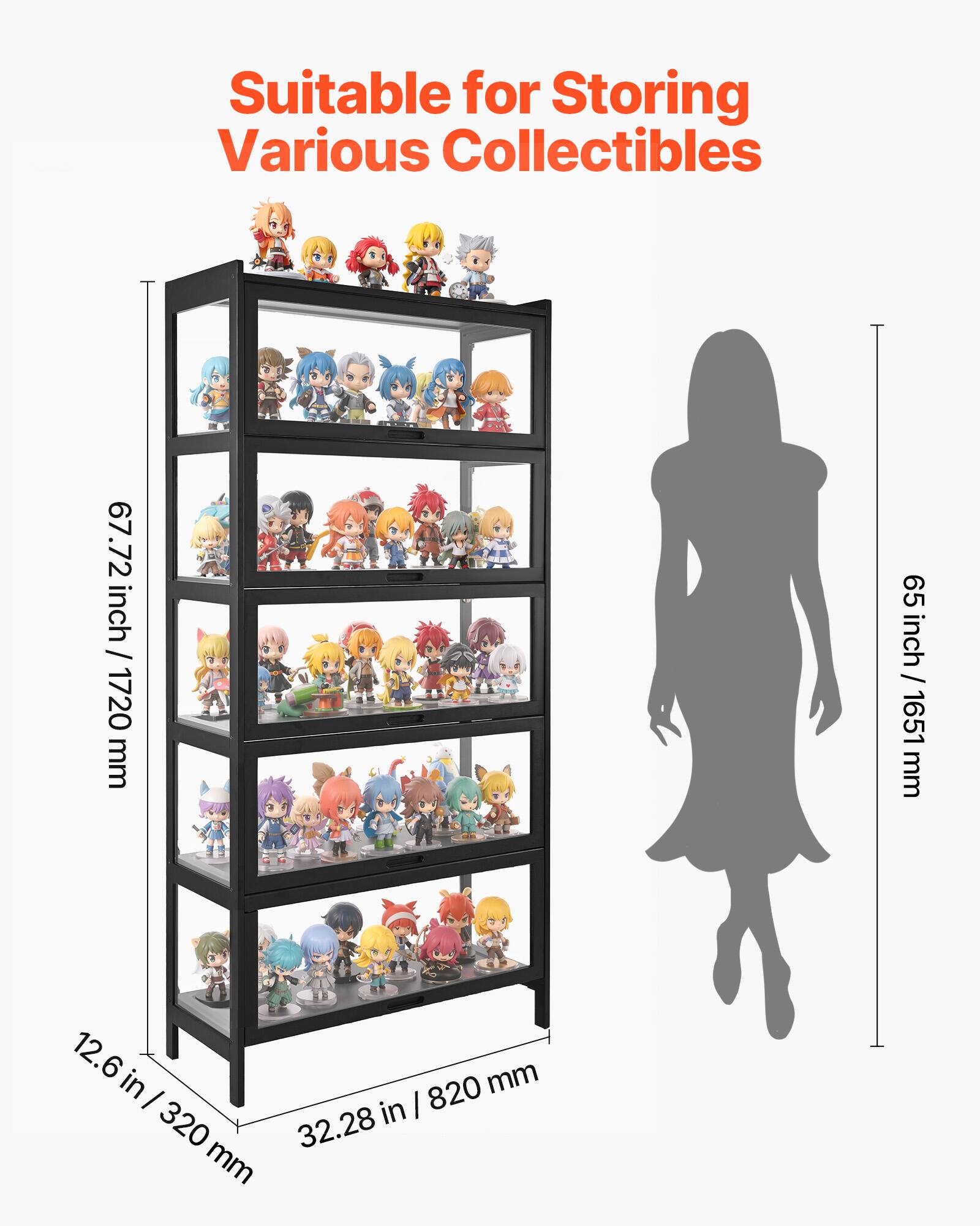 Suitable for Storing Various Collectibles

67.72 inch / 1720 mm

65 inch / 1651 mm

12.6 in / 320 mm

32.28 in / 820 mm