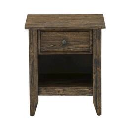 FurniFact - Nightstand with Wooden Drawer and Sturdy Construction - Distressed Jacobean