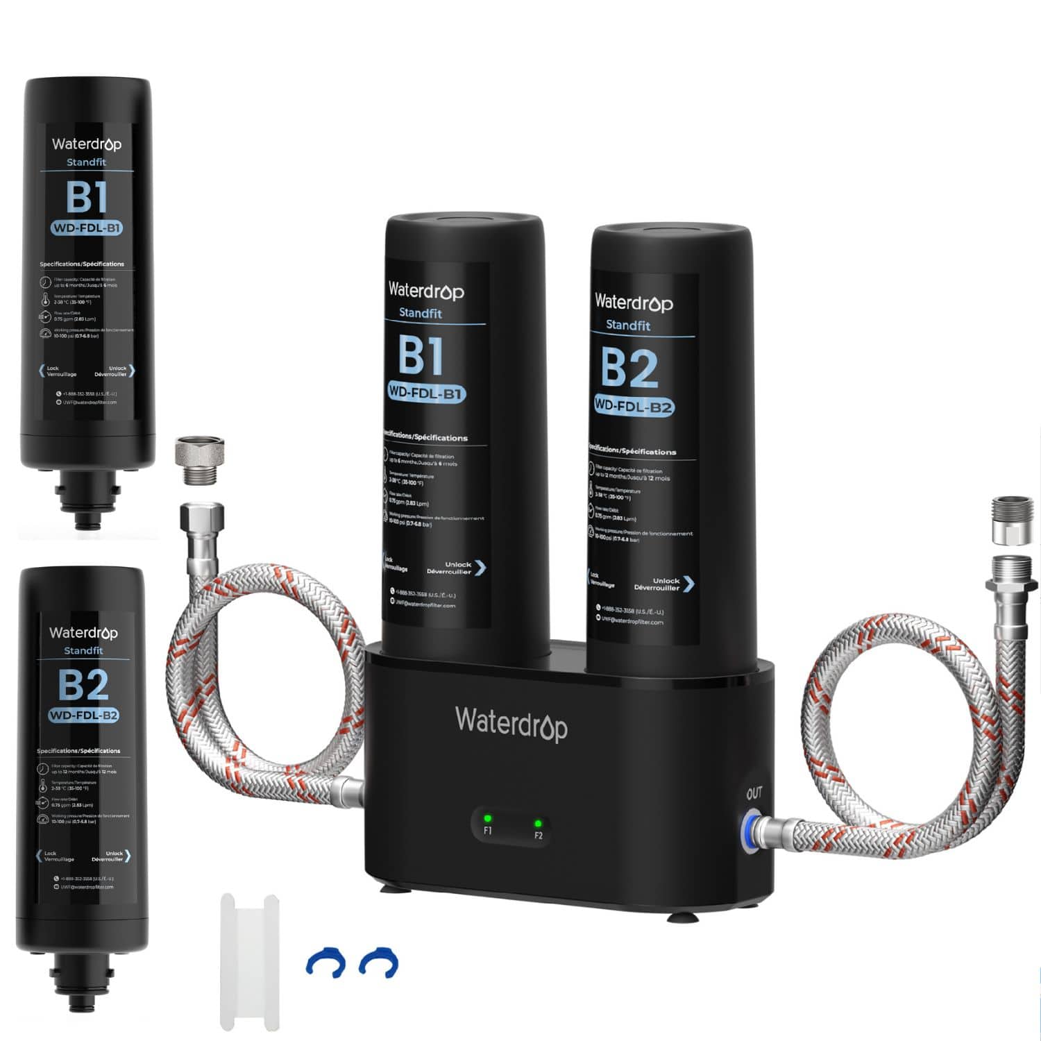 Waterdrop - DLA Under Sink Water Filter Extra B1B2 Filters - Black