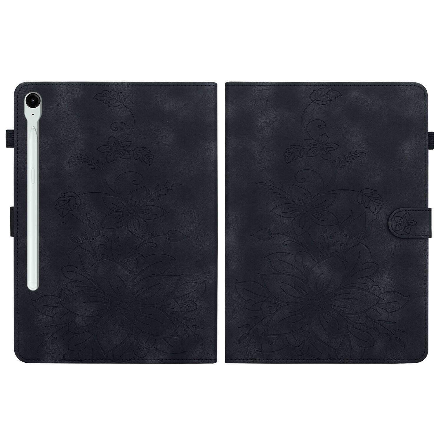 Alt View 2. Dteck - Case for Samsung Galaxy Tab S10 FE & S10 Lite and S9 FE & S9,Embossed Pattern PU Leather Flip Card Holder Stand Cover - Black.