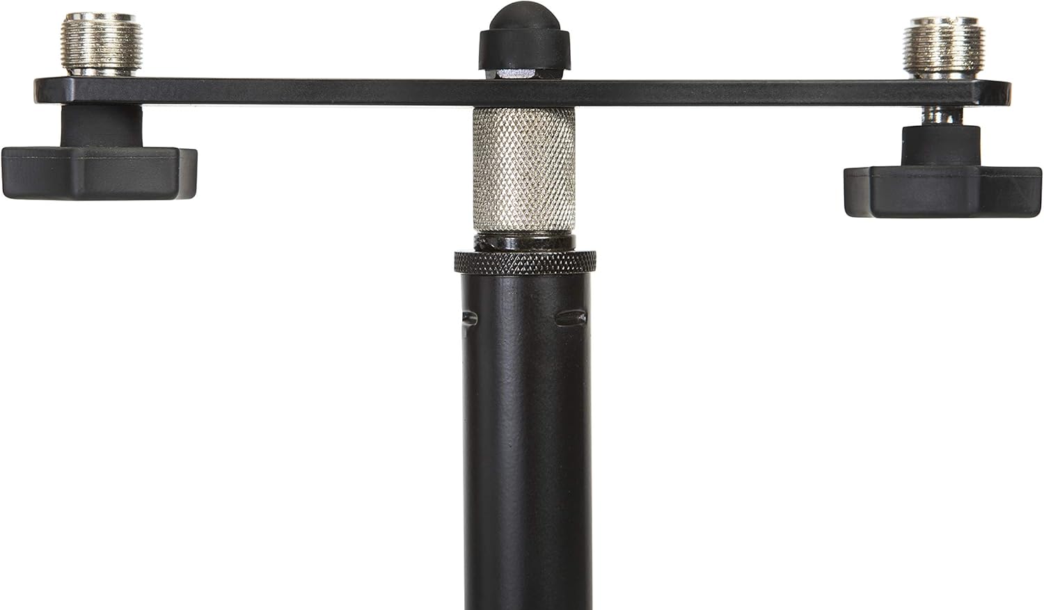 Angle. Gator Frameworks - 1-To-2 Microphone Mount Bar Adapter with 5/8-27 Threads and Holds Two Mics On One Stand for Stereo Recording - Black.