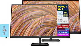HP - 27'' FHD IPS Monitor with 5ms Response Time, Anti Glare, Tilt, Displayport, VGA, HDMI & DKZ Hub, Color 2 Pack - Black