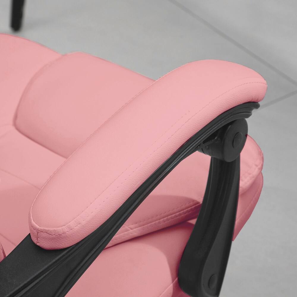 Alt View 5. Loheer - Loheer Pink Massage Office Chair Reclining Executive Chair with Footrest - Pink.