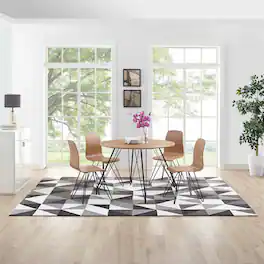 Modway - Kahula Geometric Triangle Mosaic Area Rug - Black Gray and White
