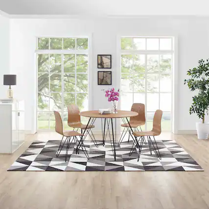 Front. Modway - Kahula Geometric Triangle Mosaic Area Rug - Black Gray and White.