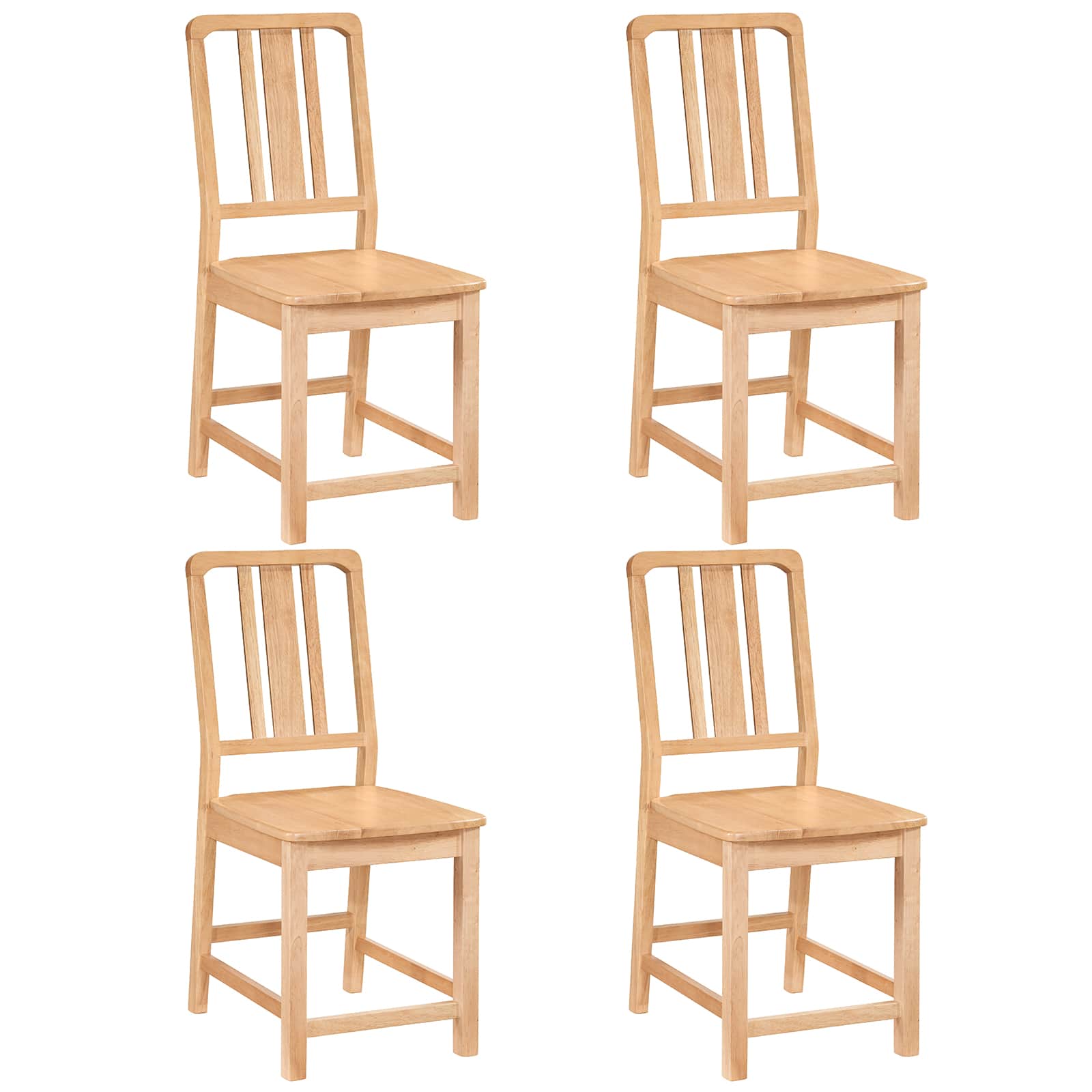 Gymax - Dining Chairs Set of 4 Rubber Wood Dining Room Chairs w/ Hollowed Backrest - Yellow