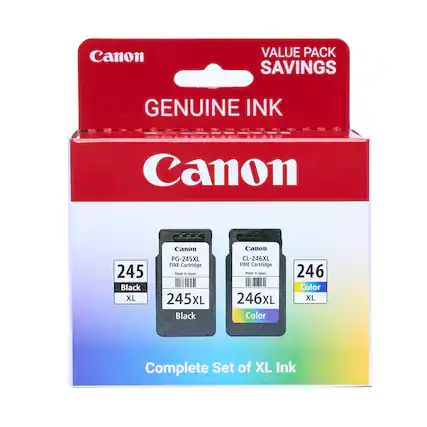 Canon Value Pack Savings Genuine Ink: Canon 245 Black XL, Canon PG-245XL, Canon CL-246XL. Complete Set of XL Ink. Made in Japan.