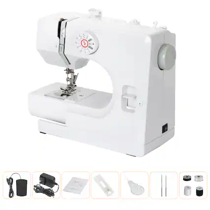 Front. Oumilen - 12-Stitch Sewing Machine - Mini Electric Sewing Machine for Beginners, Home DIY, and Small Projects.