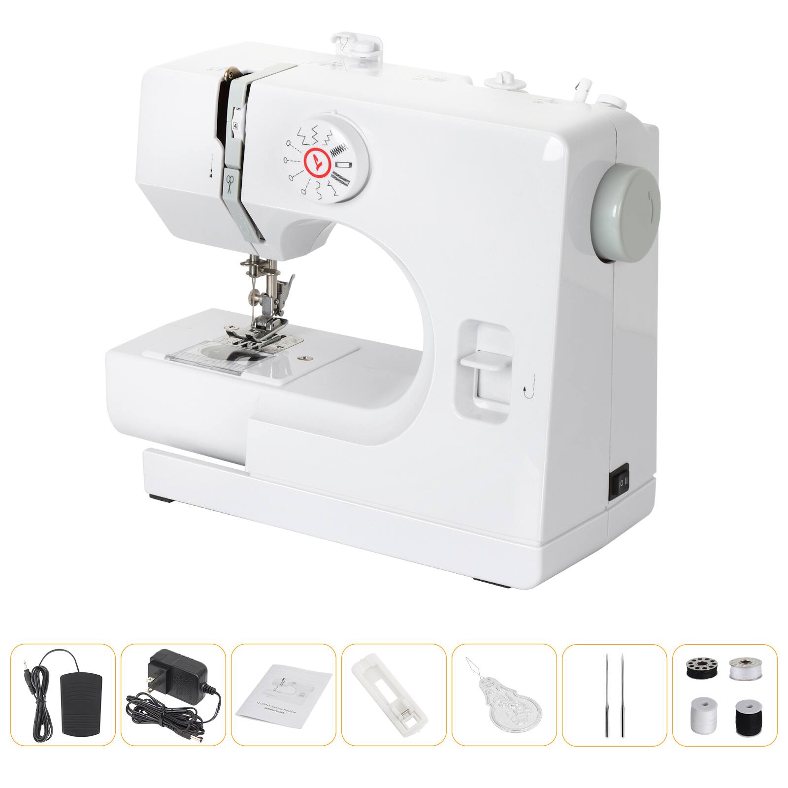 Front. Oumilen - 12-Stitch Sewing Machine - Mini Electric Sewing Machine for Beginners, Home DIY, and Small Projects.