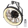 Front. VEVOR - Wall Mounted Fan with Lights, 22 inch Wall Mount Fan with Remote, 6 Speeds Plug in Wall Fan, Reversible - Black.