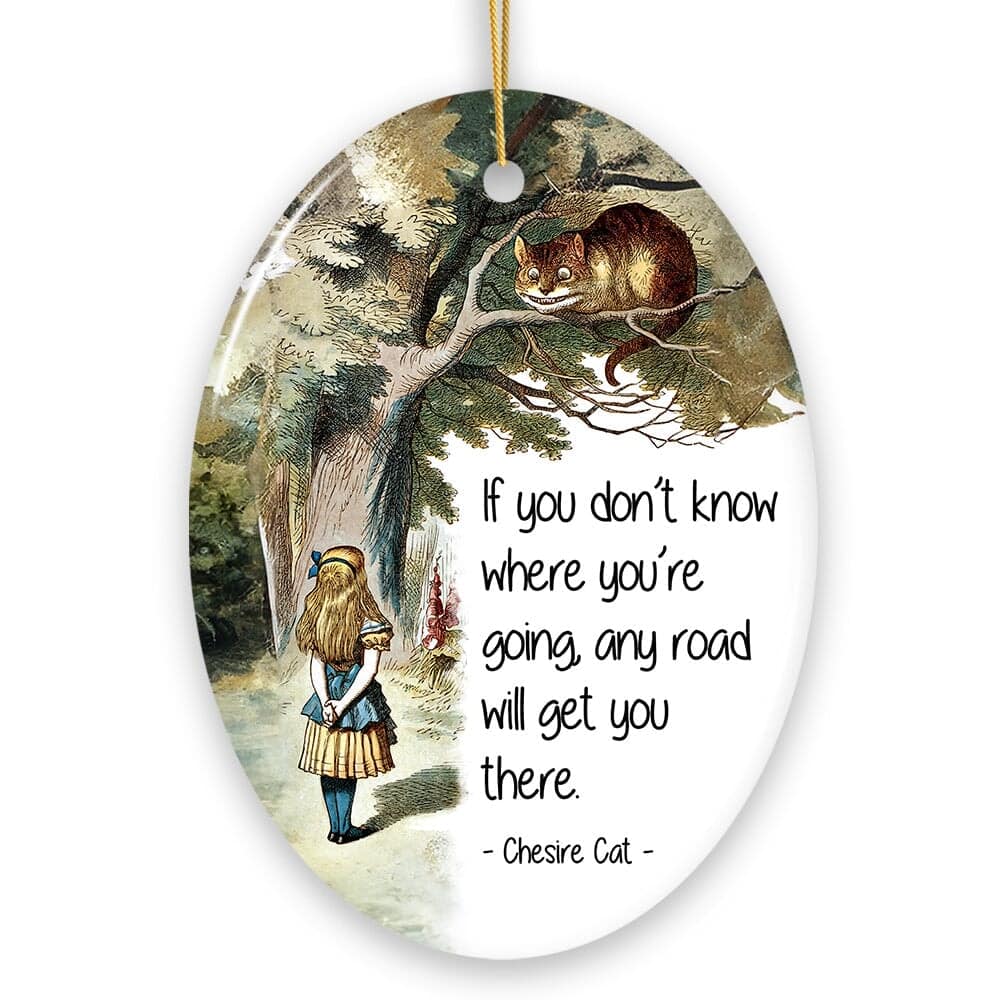 OrnamentallyYou - Getting Lost Cheshire Cat Quote Christmas Ornament Vintage Alices Adventures in Wonderland Decor - Multi-colored