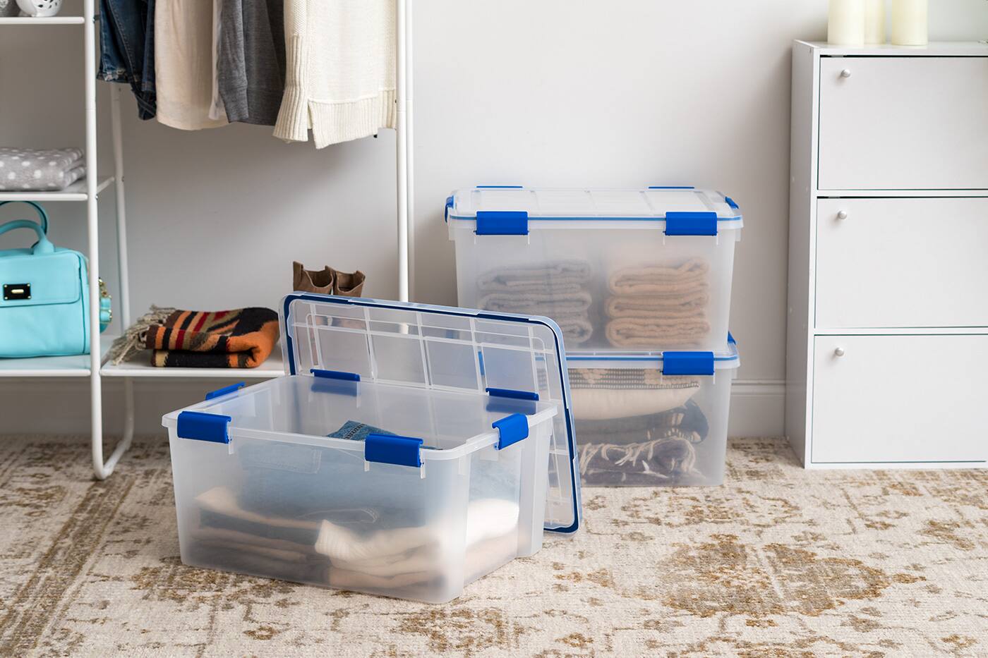IRIS USA Storage Box with Gasket Seal Lid, Heavy Duty Moving Containers ...