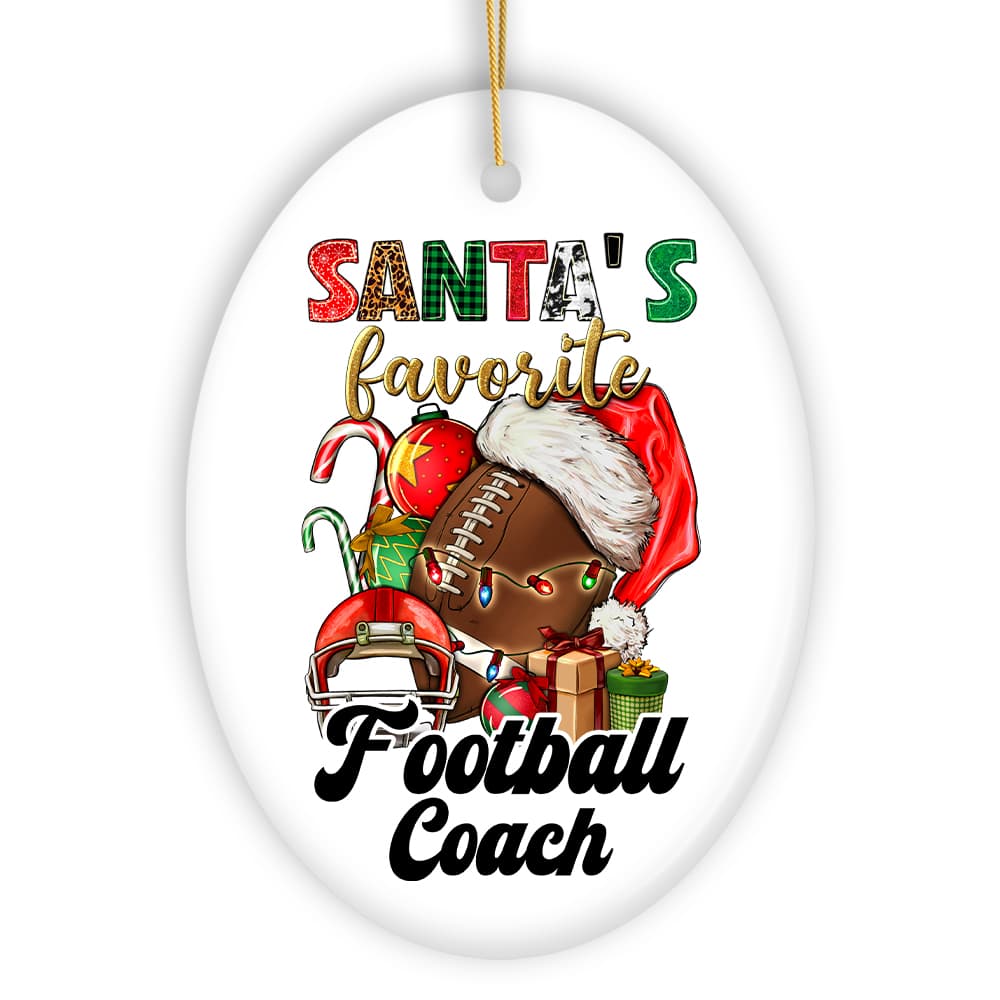 OrnamentallyYou - Santas Favorite Football Coach Ornament Festive Sports Gift and Decor for the Holiday Season - Multi-colored