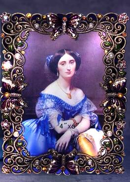 Jiallo - Butterfly 4 x 6" frame - Silver, Multi Color