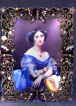 Front. Jiallo - Butterfly 4 x 6" frame - Silver, Multi Color.