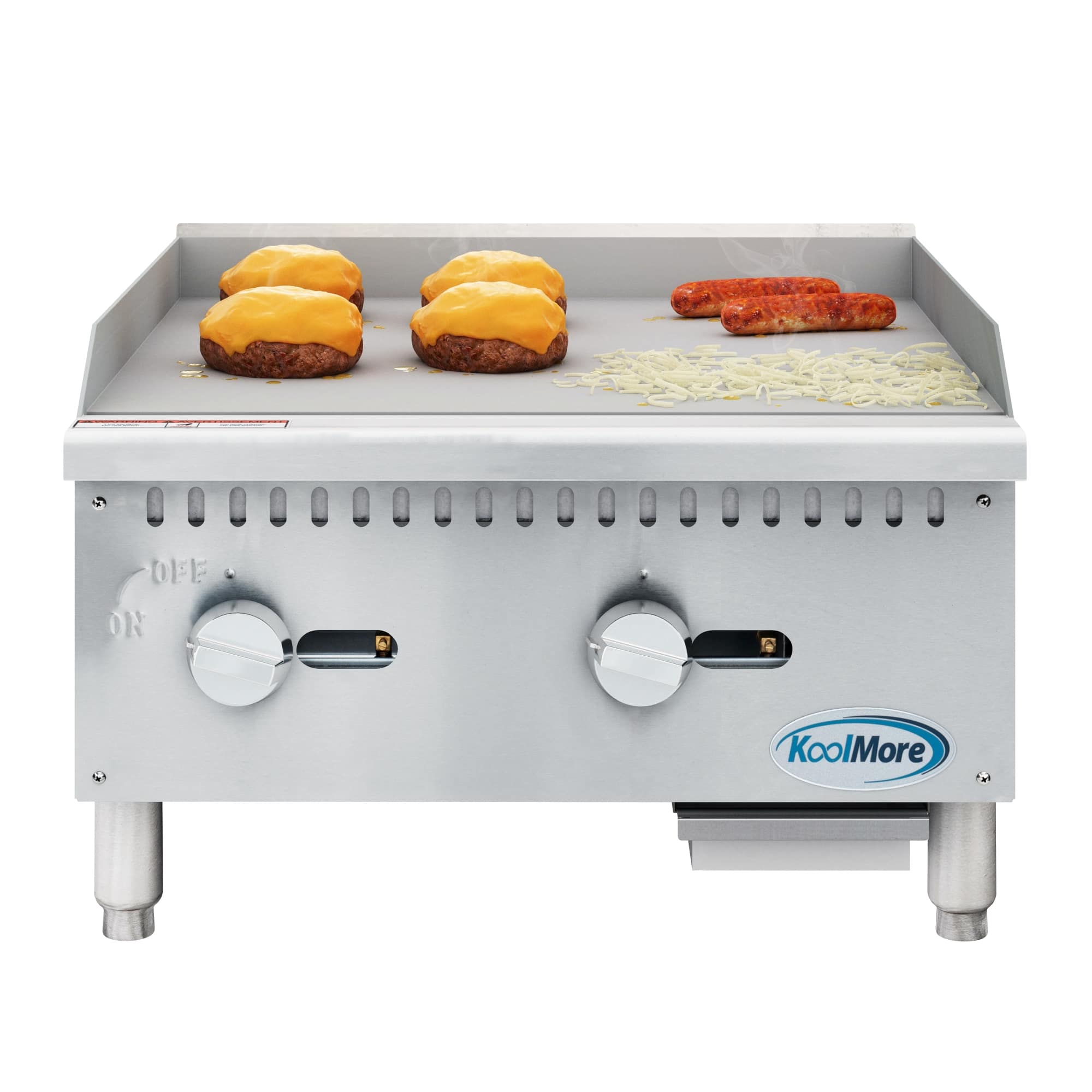 Koolmore - 24 in. Natural Gas 2-Burner Griddle with 60,000 BTU in Stainless-Steel (KM-GG2-24M) - Silver